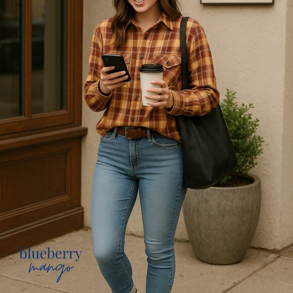Roundtree & York 100% Cotton Plaid Shirt | Fall Capsule | Luxe  Fall Shirt - Picture 1 of 7